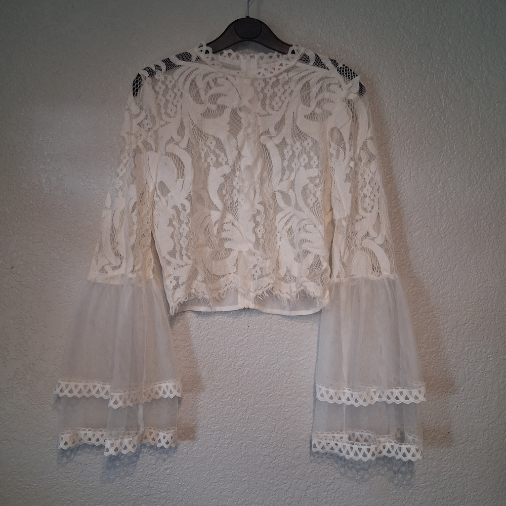 Chic Lace Blouse with Bell Sleeves